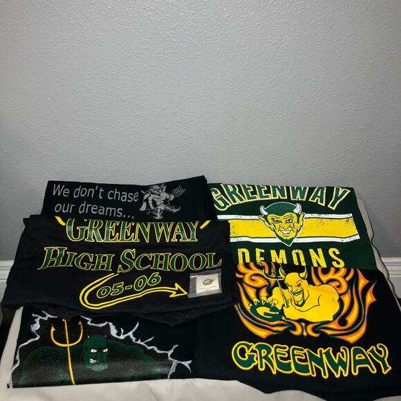 Greenway High School Demons 5 Vtg Large T Lot + New Pin School Mascot *1 T is XL - Picture 1 of 16